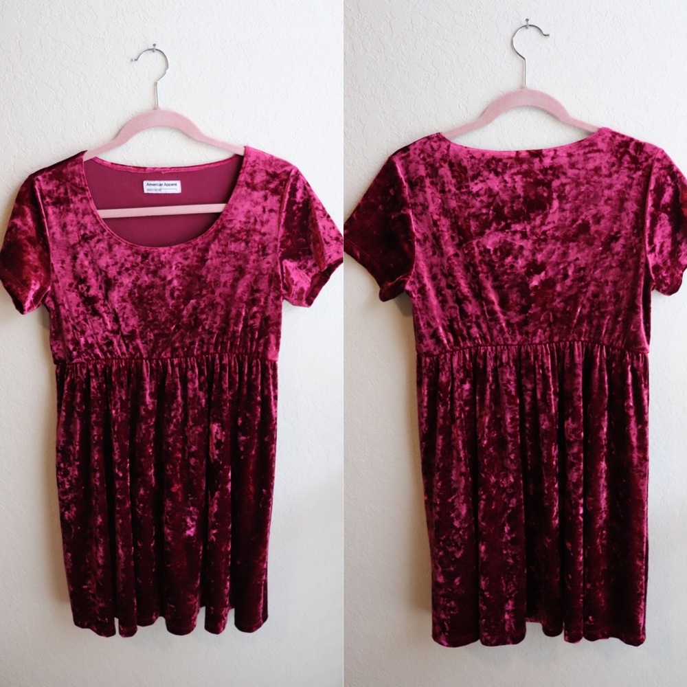 American Apparel Crushed Velvet Babydoll Dress